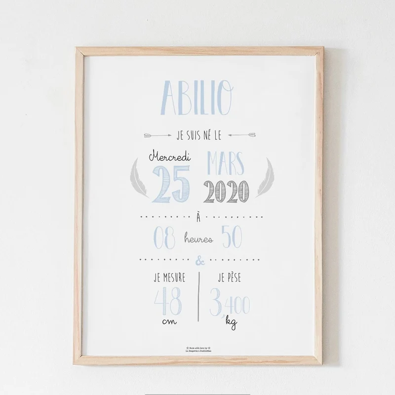 Affiche naissance personnalisée La Poupette à Paillettes