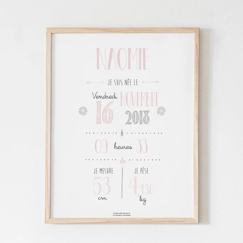 Affiche naissance personnalisée La Poupette à Paillettes