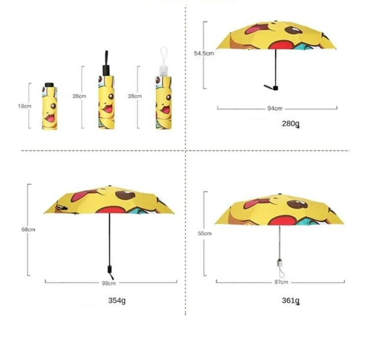 Parapluies Pokemon Pikachu (manuels ou automatiques)