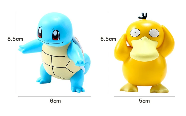 Ensemble de 6 figurines Pokémon : Pikachu, Jigglypuff, Squirtle, Bulbasaur, Enton et Charmander