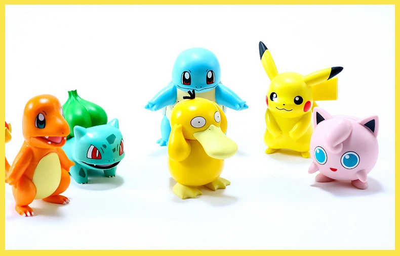 Ensemble de 6 figurines Pokémon : Pikachu, Jigglypuff, Squirtle, Bulbasaur, Enton et Charmander