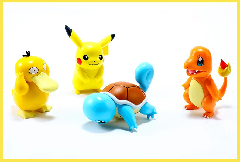 Ensemble de 6 figurines Pokémon : Pikachu, Jigglypuff, Squirtle, Bulbasaur, Enton et Charmander