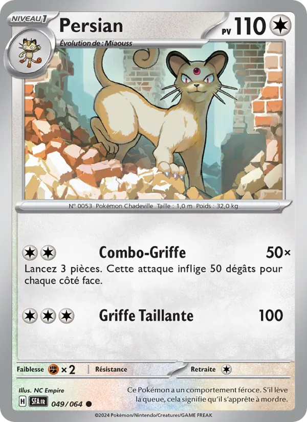 Persian 49/64 — EV06.5 – Fable Nébuleuse — Carte Pokémon française