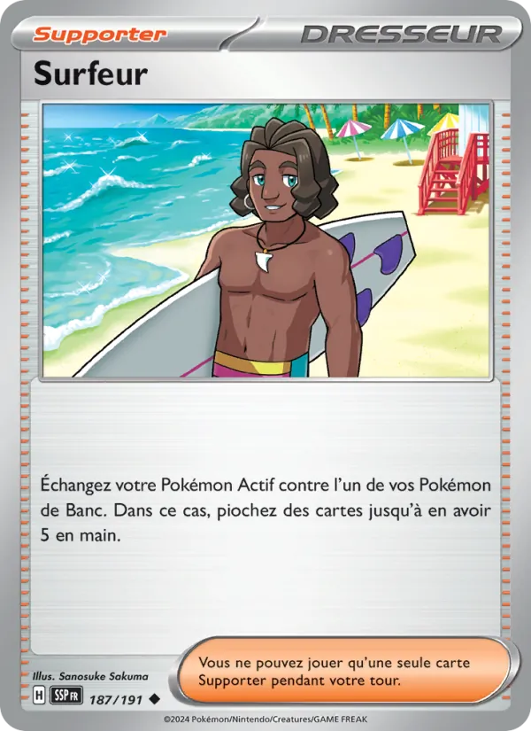 Surfeur 187/191 — EV08 – Étincelles Déferlantes — Carte Pokémon française