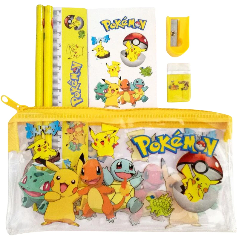 Ensemble d'école Pokemon avec sac, stylo, autocollant, taille-crayon, gomme, etc.