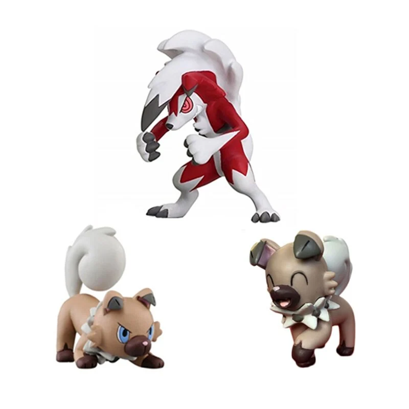 Wuffels Rockruff Lycanroc Evolution Figures Pokemon (3 modèles au choix)