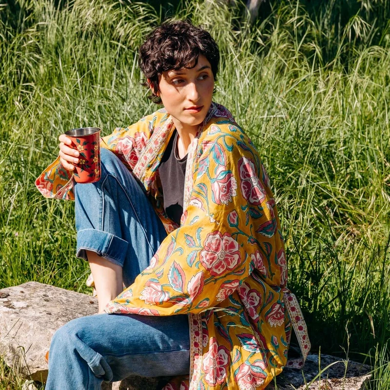 Kimono femme en coton imprimé