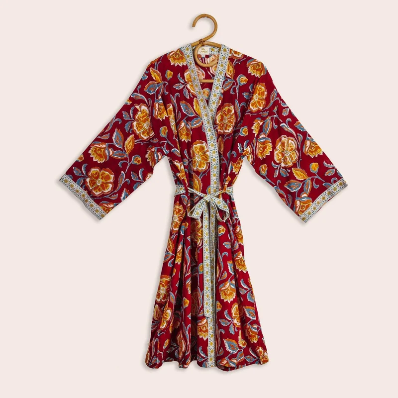 Kimono femme en coton imprimé