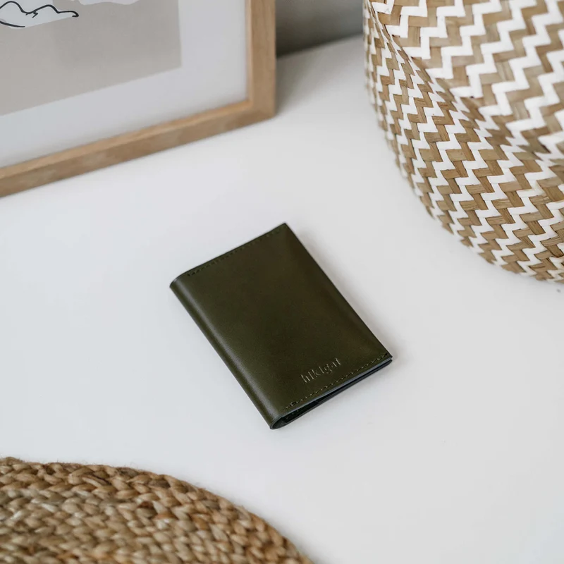 Porte-cartes pliable en cuir personnalisable