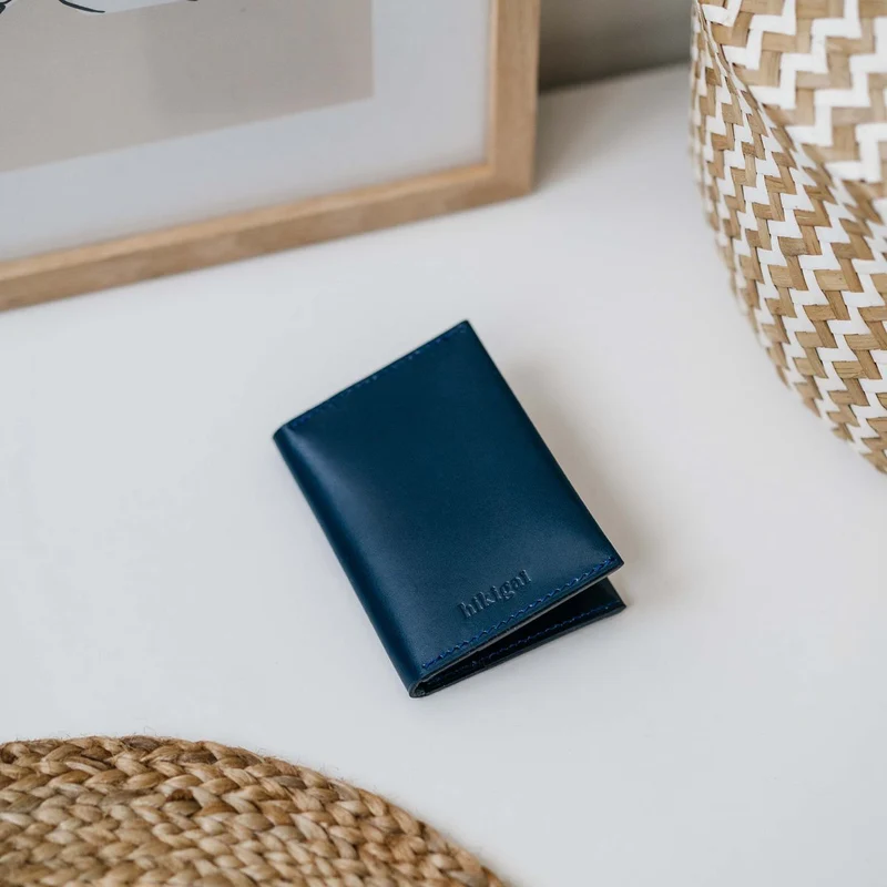 Porte-cartes pliable en cuir personnalisable