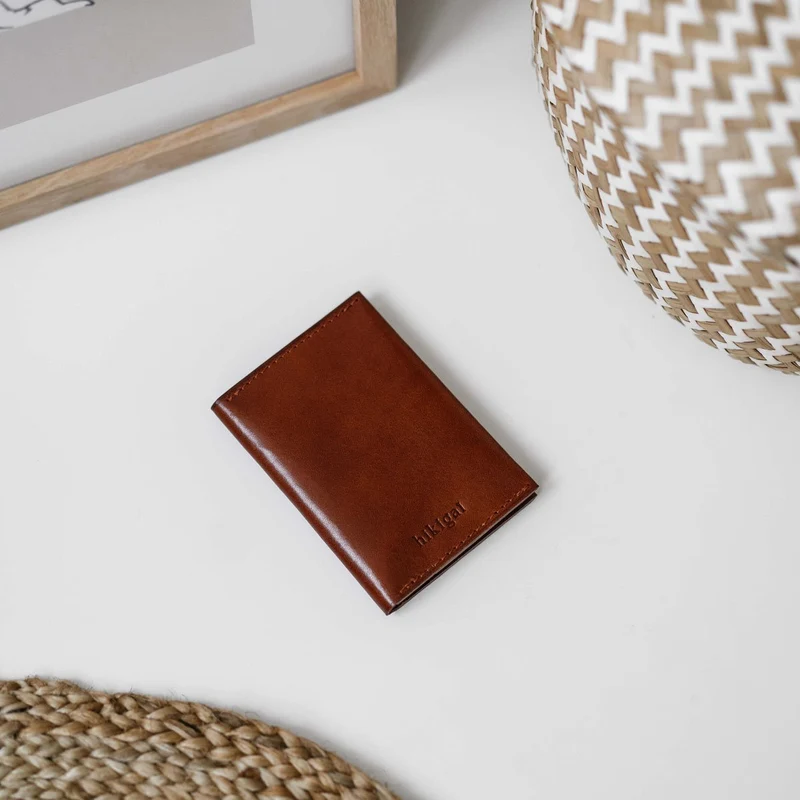 Porte-cartes pliable en cuir personnalisable