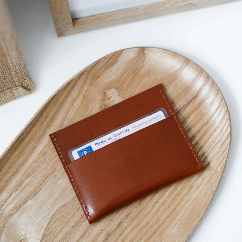 Porte-cartes slim en cuir personnalisable Hikigaï