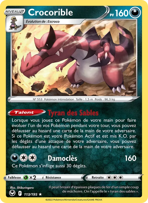 Crocorible 113/195 — EB12 – Tempête Argentée — Carte Pokémon française