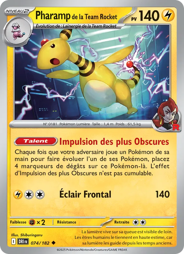 Pharamp de la Team Rocket 74/182 — EV10 – Rivalités Destinées — Carte Pokémon française