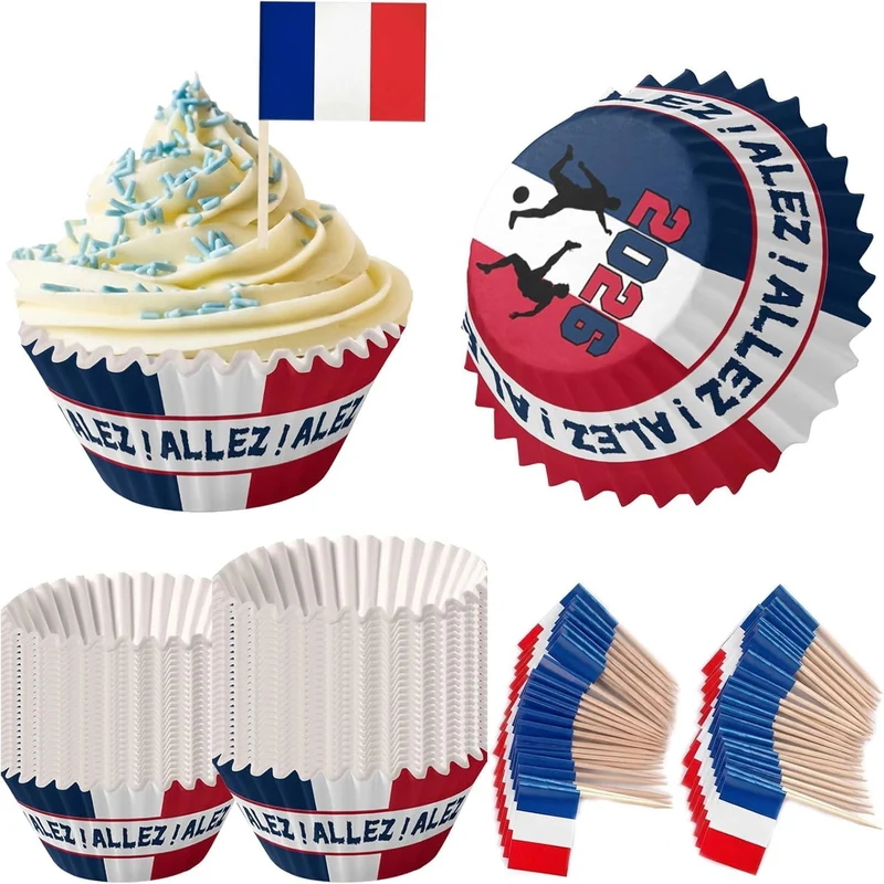 Cure-dents & toppers cupcakes drapeau France Coupe du Monde 2026 (YESAH)