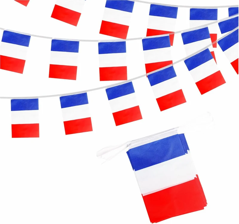 Guirlande de drapeaux France 10 m - 30 fanions banderole