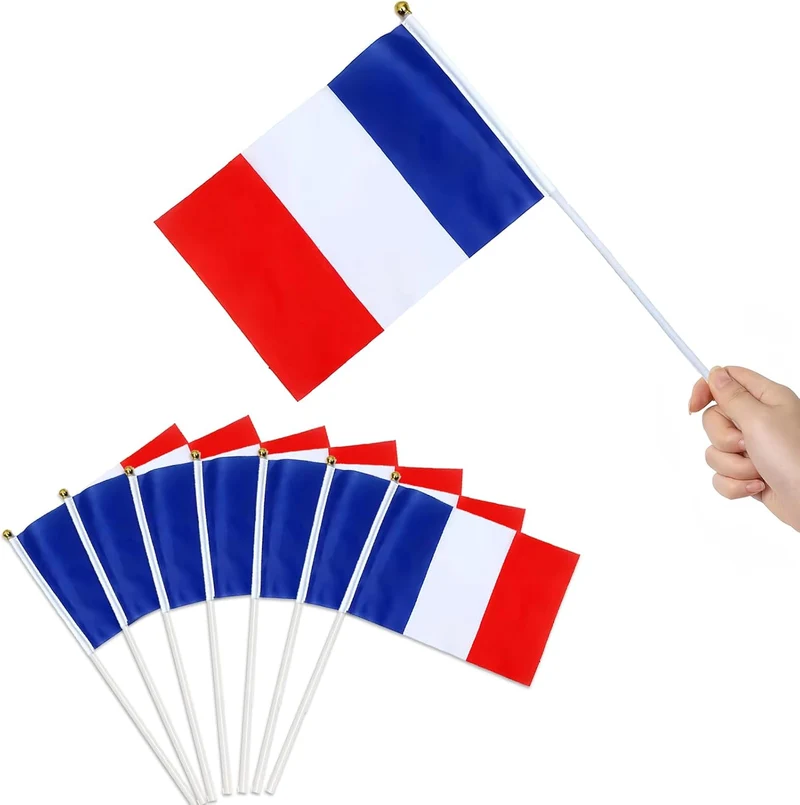 Lot de 40 mini drapeaux France à main tricolores (Brelet)