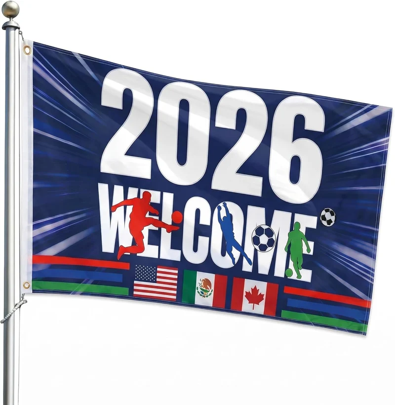 Drapeau Coupe du Monde 2026 - bannière des nations 150x90 cm