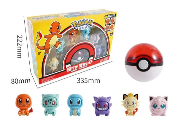 Boîte de jeu Pokémon avec Pokéball et Pokémon changeant de visage