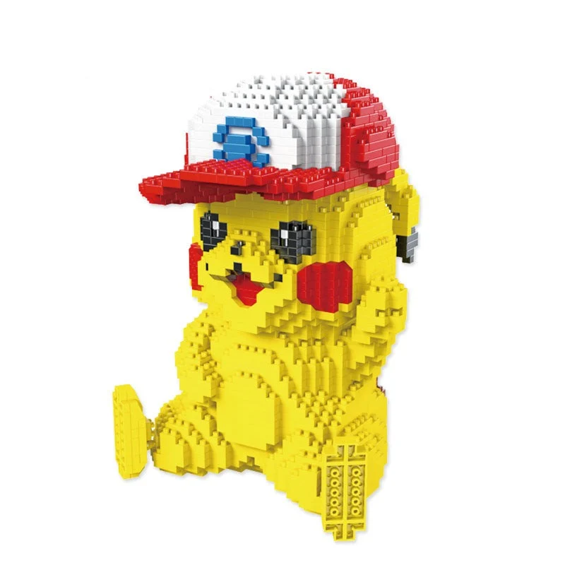 Kit 3D Pokémon Pikachu avec la casquette de baseball d'Ash Ketchum, 1931 blocs de construction