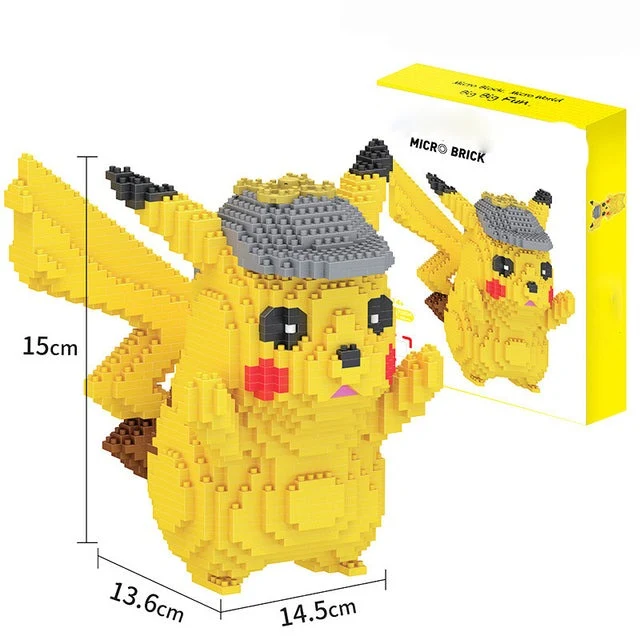 Kit 3D Détective Pikachu avec chapeau, 1400 briques
