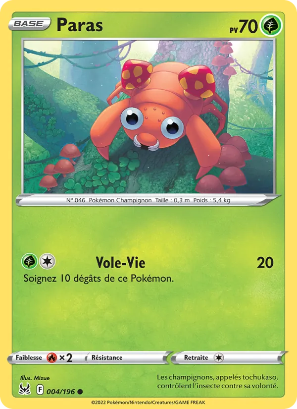 Paras 4/196 — EB11 — Origine Perdue — Carte Pokémon française