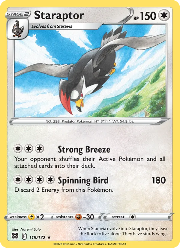 Étouraptor 119/172 — SWSH9 – Brilliant Stars — Carte Pokémon anglaise