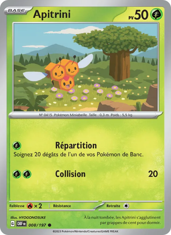 Apitrini 8/197 — EV03 – Flammes Obsidiennes — Carte Pokémon française