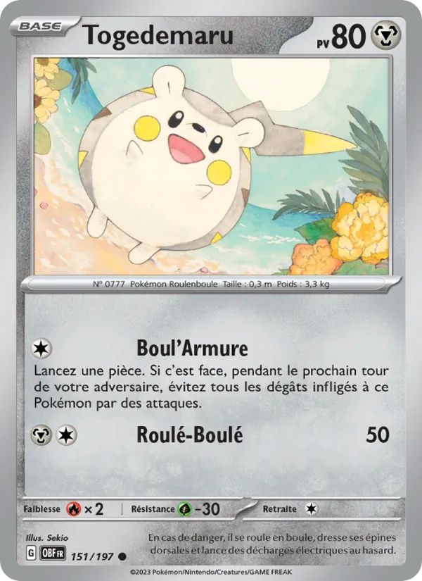 Togedemaru 151/197 — EV03 – Flammes Obsidiennes — Carte Pokémon française