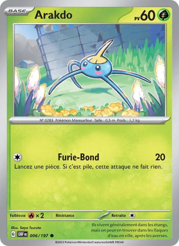 Arakdo 6/197 — EV03 – Flammes Obsidiennes — Carte Pokémon française