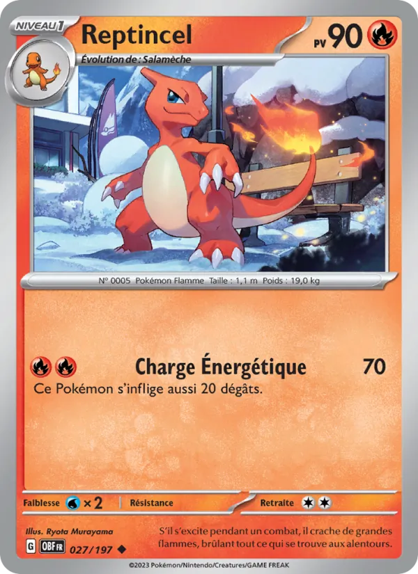 Reptincel 27/197 — EV03 – Flammes Obsidiennes — Carte Pokémon française