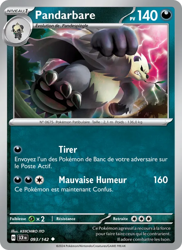 Pandarbare 93/142 — EV07 — Couronne Stellaire — Carte Pokémon française