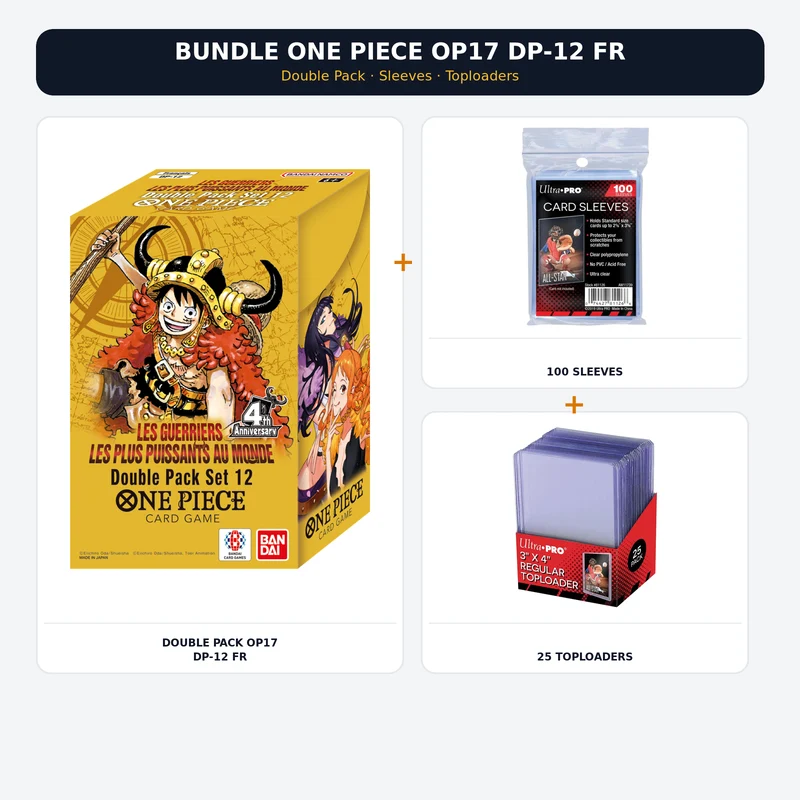 Bundle One Piece OP17 DP-12 FR – Double Pack + 100 Sleeves + 25 Toploaders