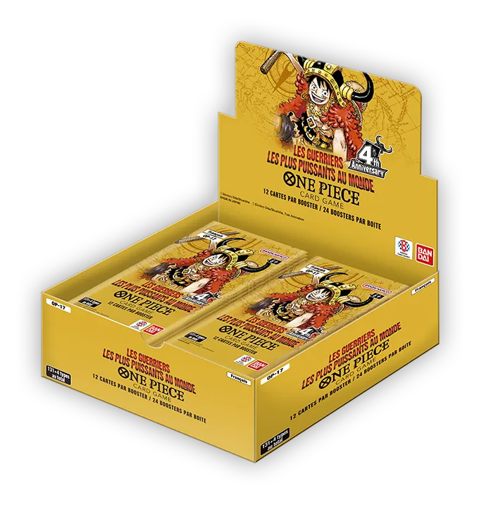 Bundle One Piece OP17 – Display FR + Starter Deck aléatoire + 100 Sleeves + Phoenix Shield