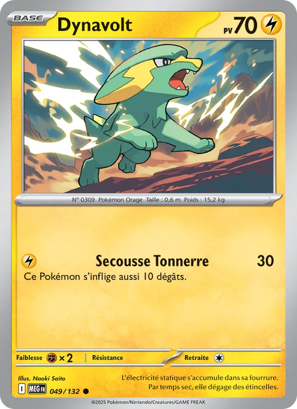 Dynavolt 49/132 — ME01 — Méga-Évolution — Carte Pokémon française