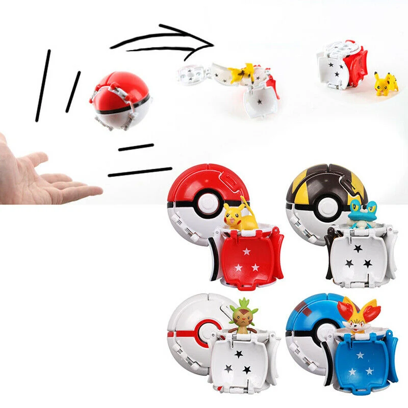 Poke Ball Set avec 12 Pokeballs et figurines Pokemon