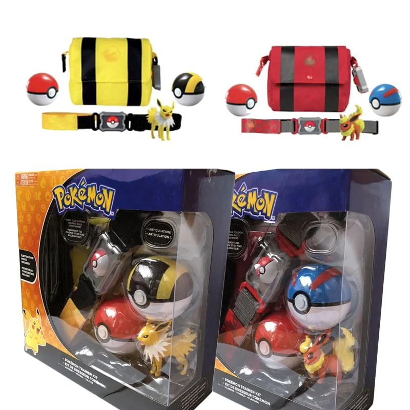 Ensemble d'entraîneur de Pokémon avec ceinture, pokeball, sac et figurine
