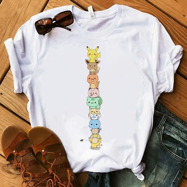 T-Shirt Pokemon pour Femmes / Filles Snorlax Togepi Squirtle T-Shirt Japonais
