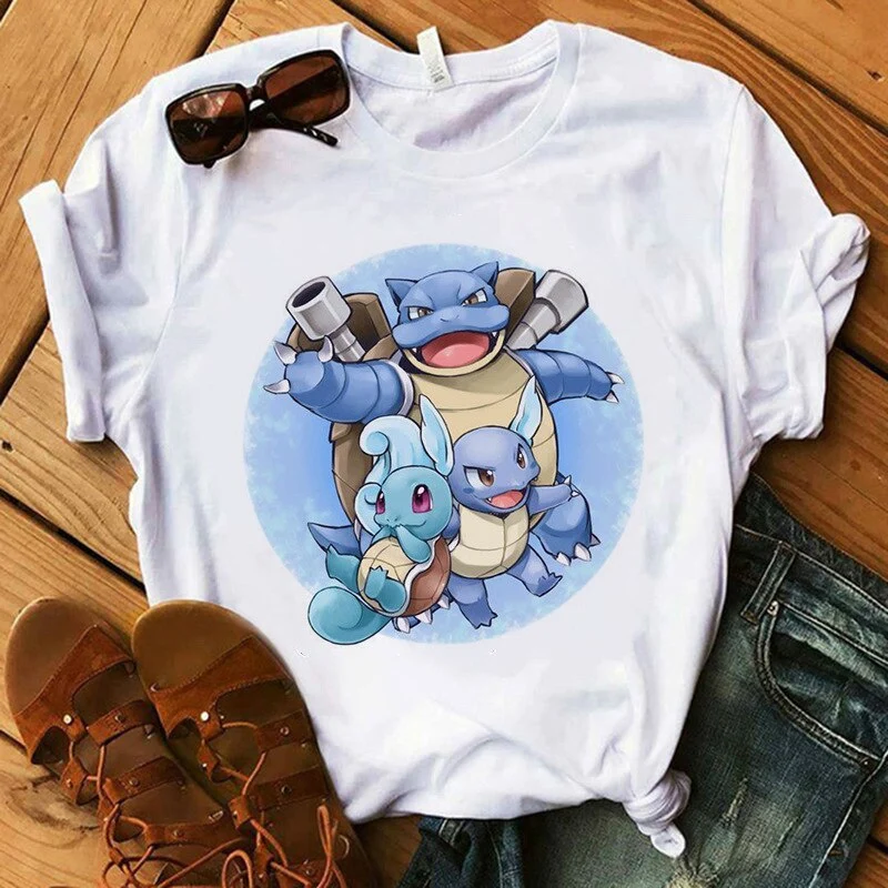 T-Shirt Pokemon pour Femmes / Filles Snorlax Togepi Squirtle T-Shirt Japonais