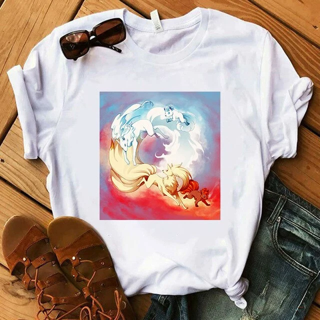 T-Shirt Pokemon pour Femmes / Filles Snorlax Togepi Squirtle T-Shirt Japonais