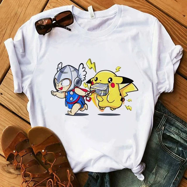 T-Shirt Pokemon pour Femmes / Filles Snorlax Togepi Squirtle T-Shirt Japonais