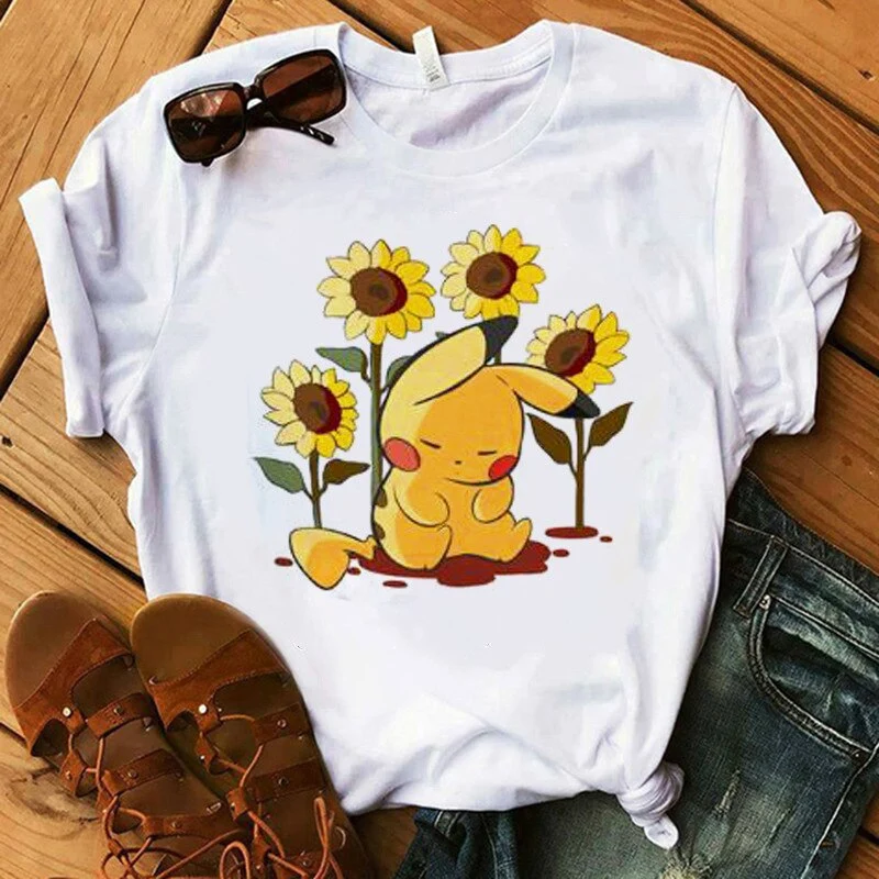 T-Shirt Pokemon pour Femmes / Filles Snorlax Togepi Squirtle T-Shirt Japonais