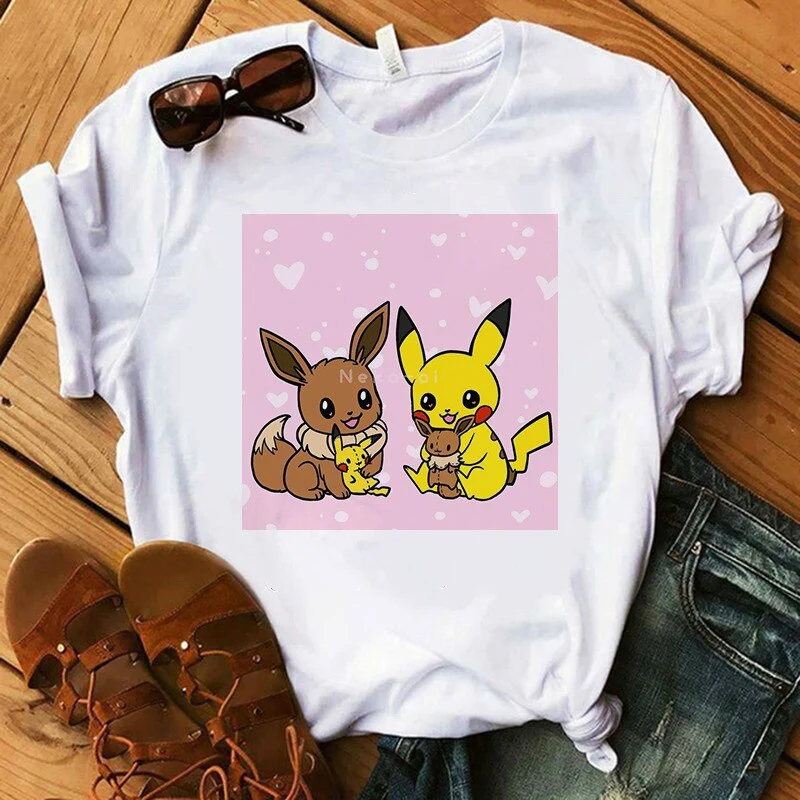 T-Shirt Pokemon pour Femmes / Filles Snorlax Togepi Squirtle T-Shirt Japonais