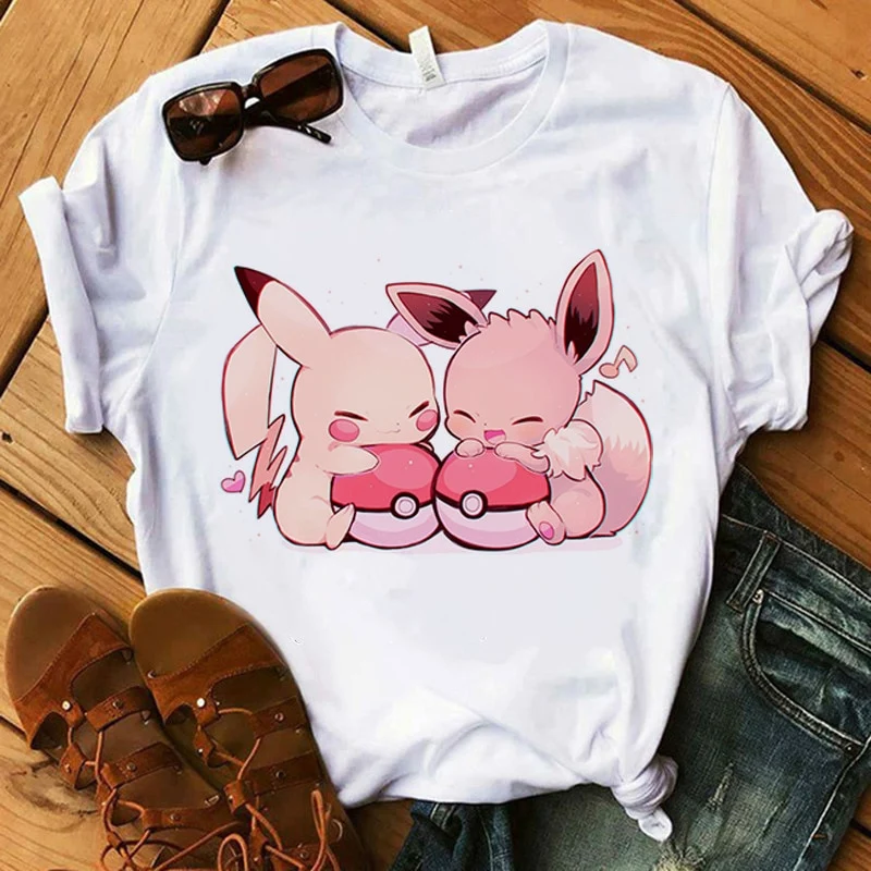 T-Shirt Pokemon pour Femmes / Filles Snorlax Togepi Squirtle T-Shirt Japonais