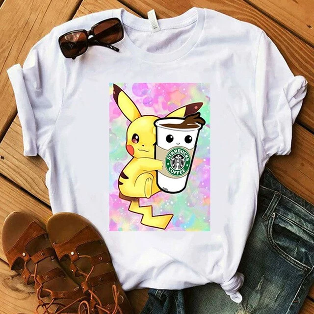 T-Shirt Pokemon pour Femmes / Filles Snorlax Togepi Squirtle T-Shirt Japonais