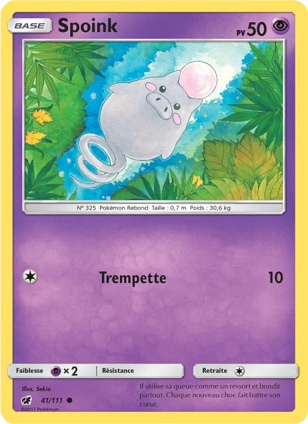 Spoink 41/111 — SL4 – Invasion Carmin — Carte Pokémon française