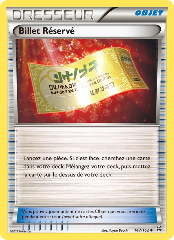 Billet Réservé 147/162 — XY8 – Impulsion Turbo — Carte Pokémon française