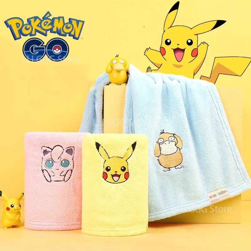 Serviettes de bain avec Pokemon Pikachu et autres motifs