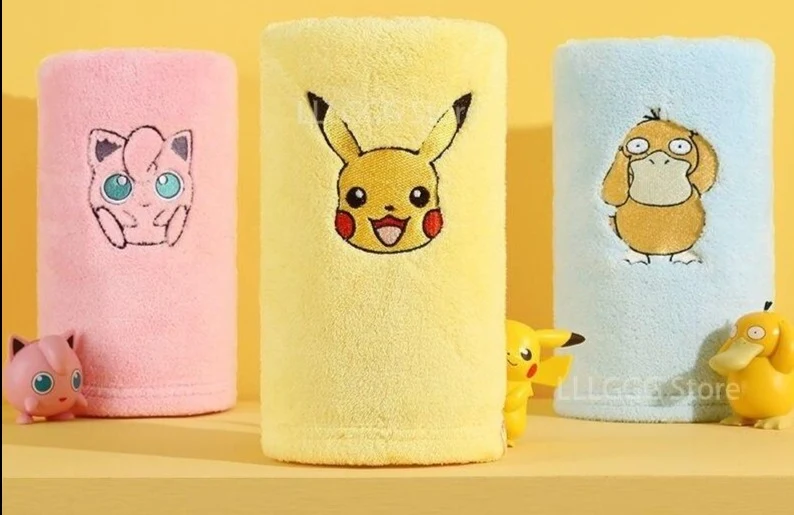 Serviettes de bain avec Pokemon Pikachu et autres motifs