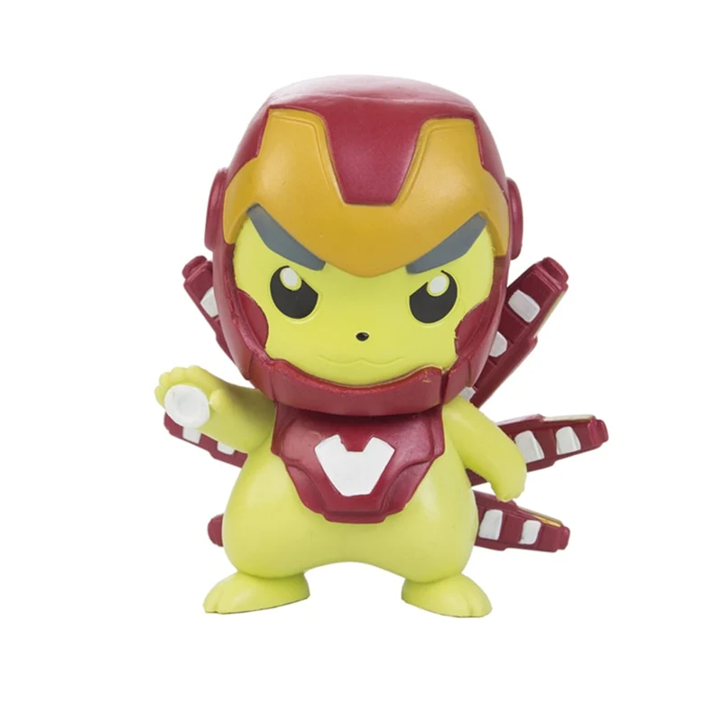 Figurines Pokémon - Pikachu Cosplay en tant que Captain America Iron Man Hulk Thanos Ant Man Thor (environ 10 cm)
